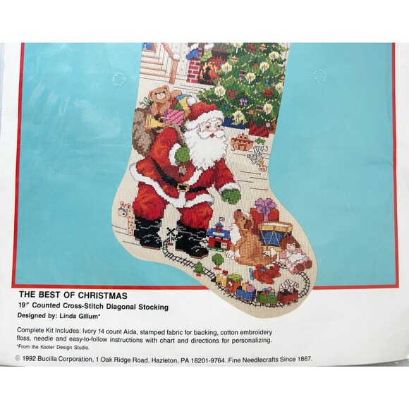 Bucilla Best of Christmas Personalized Stocking Counted Cross Stitch Kit 19" - Picture 2 of 3